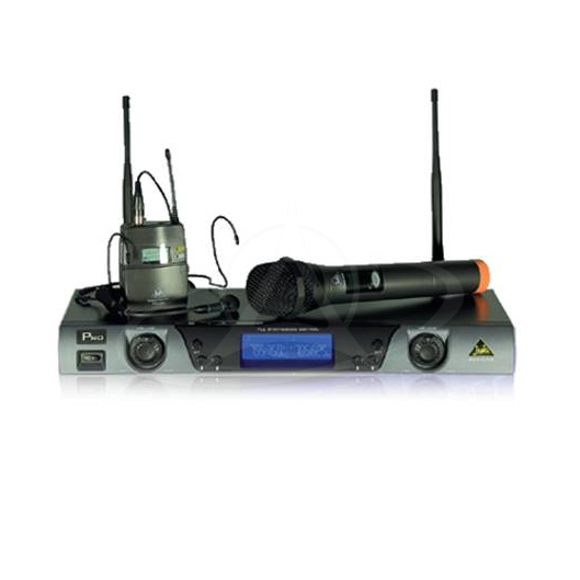IVA-PRO-UD2 Dual CH UHF Wireless MIC System C/W 2 Metal Bodypack, Headset, Lavalier, SQU